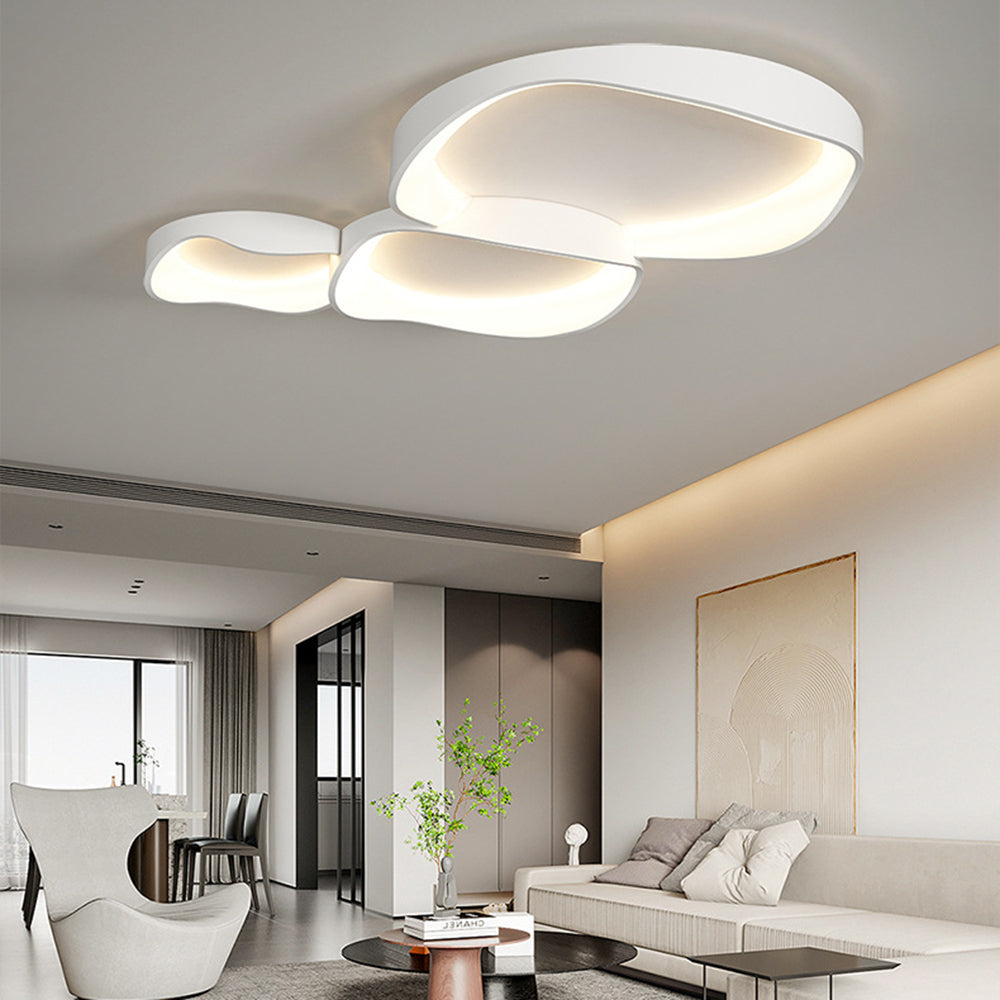 Arisha Modern Wave Flush Mount Ceiling Light, Living Room, White
