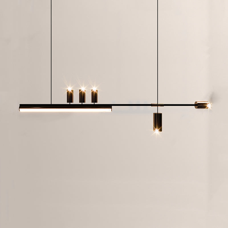 Edge Modern Minimalist Liner Metal/Acrylic Pendant Light, Gold/Black