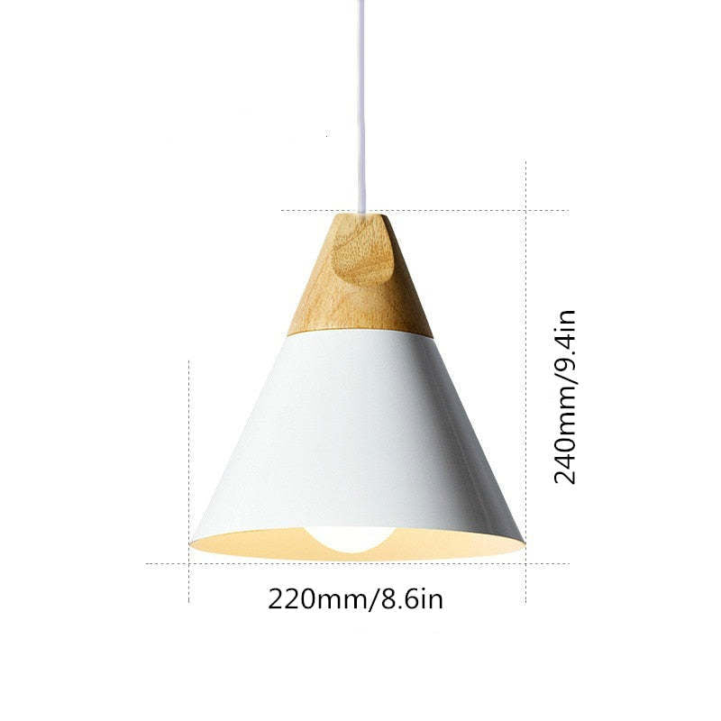 Morandi Multi-Shaped Wood And Metal Pendant Light, 6 Colors