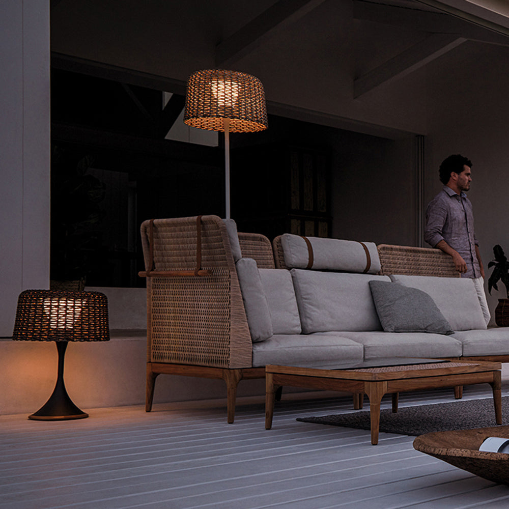 Ritta Waterproof Outdoor Floor Lamp, Rattan，Balcony/Terrace