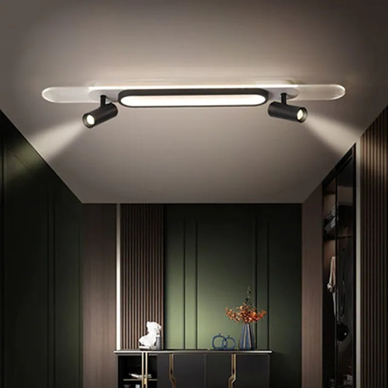 Haney Modern Rectangular LED Metal/Acrylic Ceiling Light, Black/White