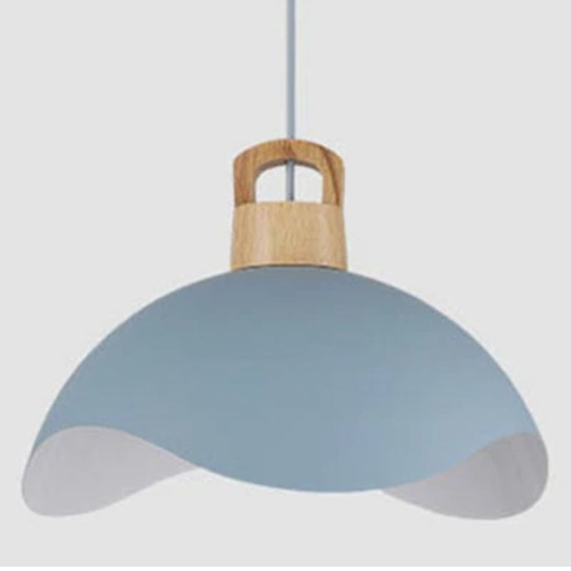 Morandi Colorful Shade Single Pendant Lights, Wood & Metal