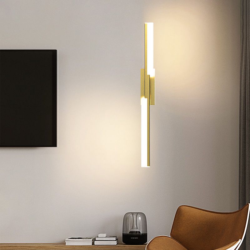 Alana Modern Geometric Metal&Silica Gel Bedroom Wall Lamp, Black/Gold