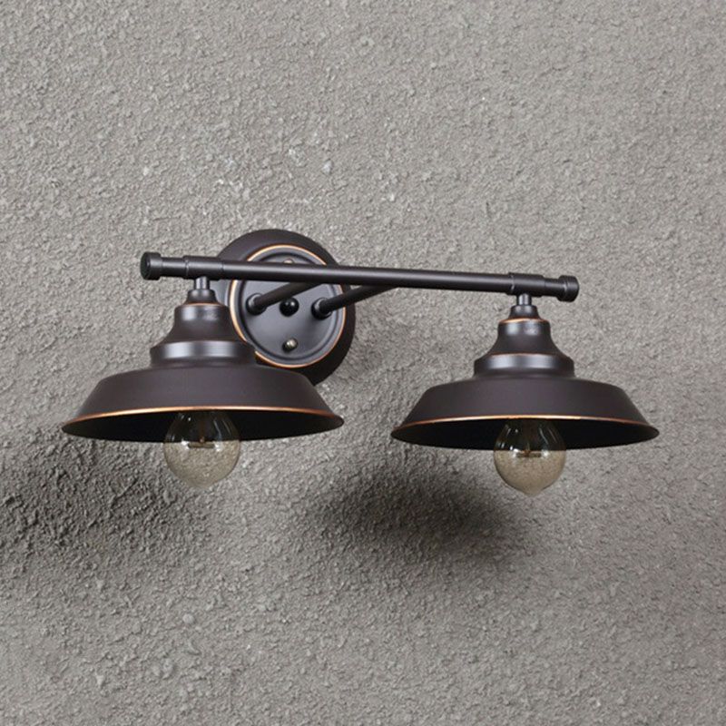 Alessio Retro Bowl-shaped Cast Metal Wall Lamp, Black