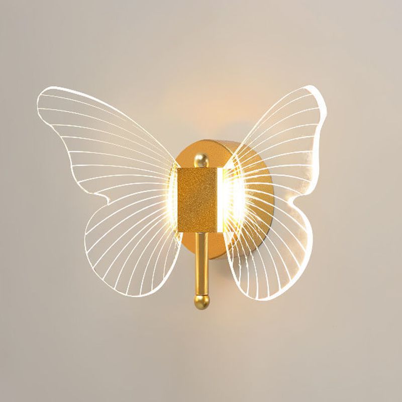 Kady Cute Butterfly Metal Wall Lamp, Gold