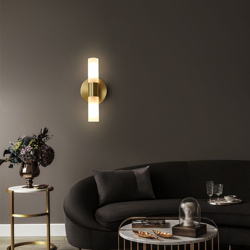 Leigh Modern Cylindrical Metal Led Wall Lamp, Gold