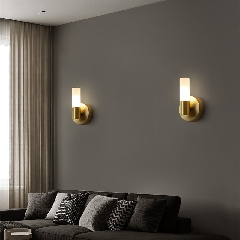 Leigh Modern Cylindrical Metal Led Wall Lamp, Gold