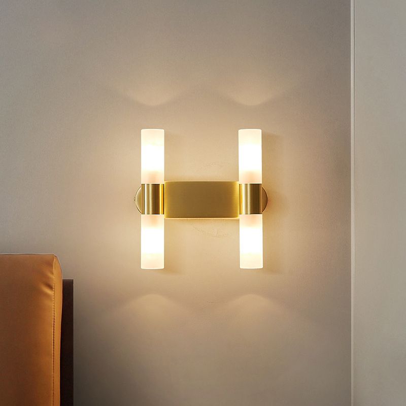 Leigh Modern Cylindrical Metal Led Wall Lamp, Gold