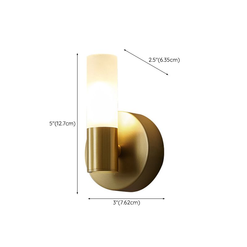 Leigh Modern Cylindrical Metal Led Wall Lamp, Gold