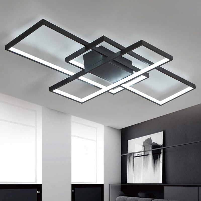 Bouvet Modern Metal Multi Rectangular Flush Mount Ceiling Light, Black/White