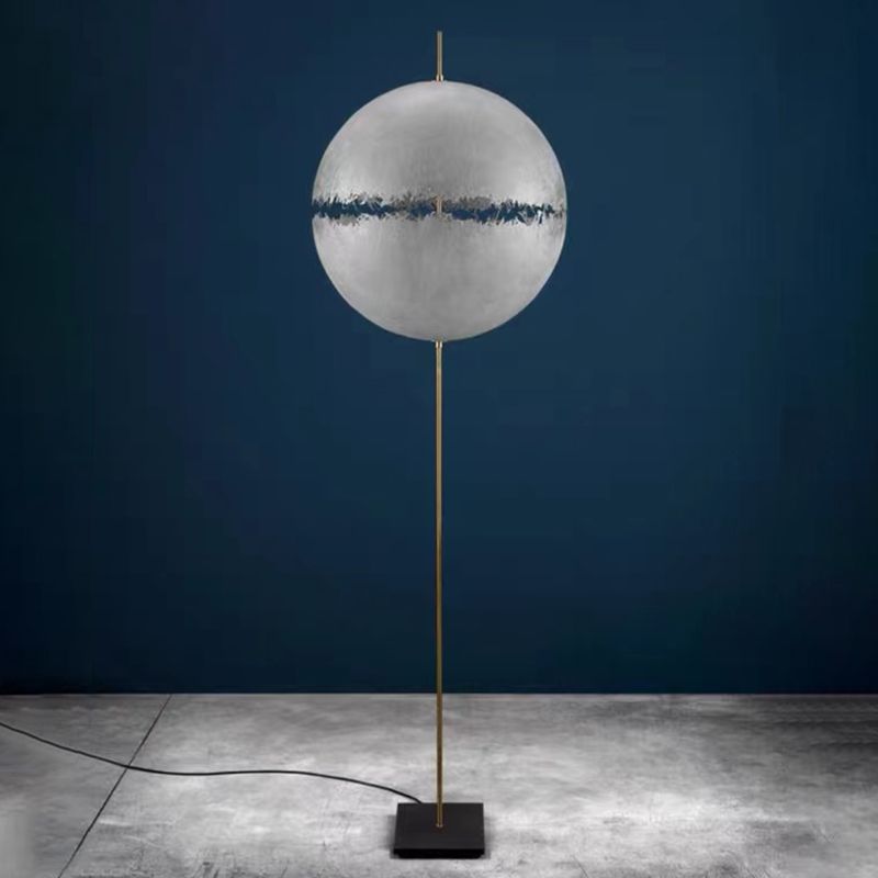 Elif Modern Moon Globe Metal Resinn Floor Lamp, Gold/Silver