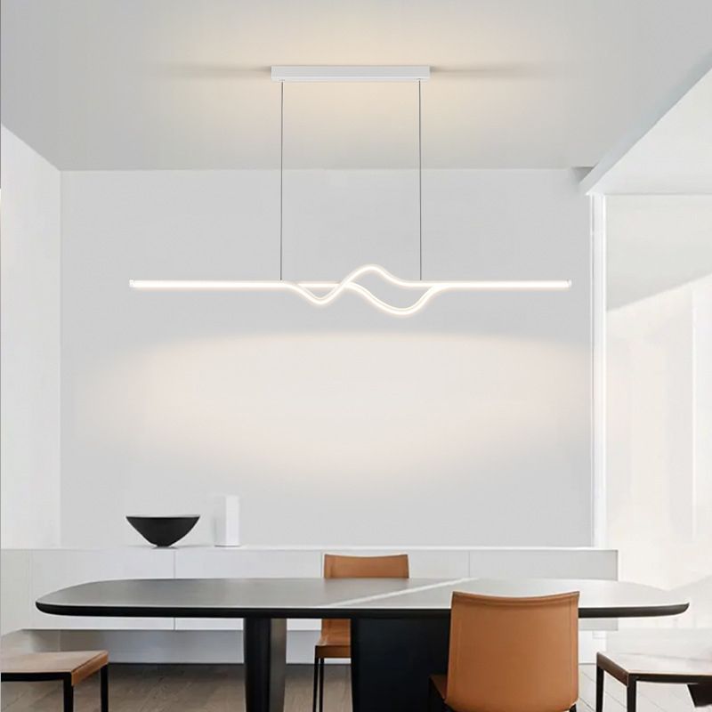 Louise Modern Linear Metal Pendant Light, Black/White/Grey