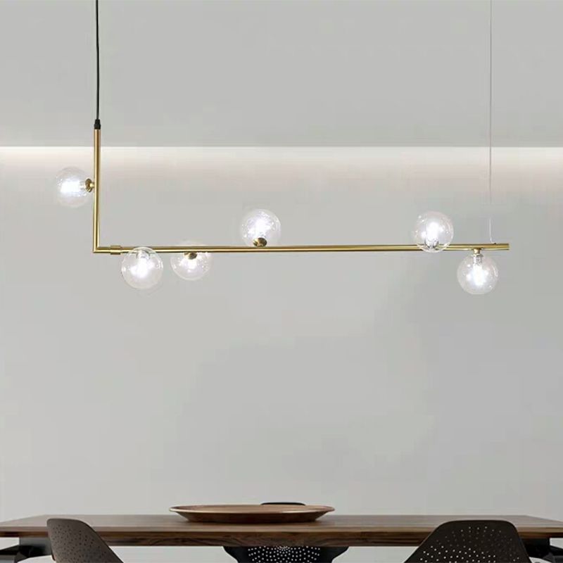 Valentina Minimalist Linear Pendant Light, Black & Gold, 6/8 Heads