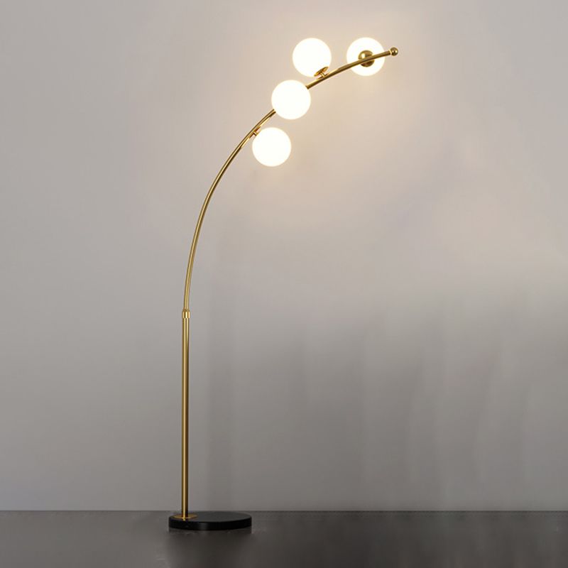 Valentina Modern Arc Multi Head Bubble Floor Lamp Black/Gold