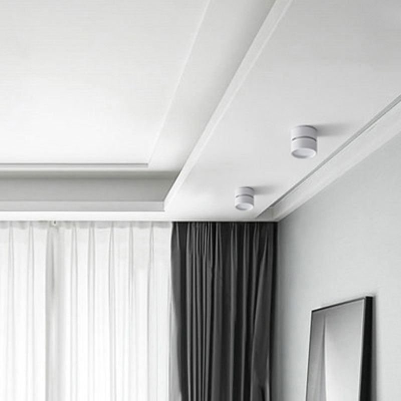 Novak Flush Mount Ceiling Light Cylindrical Modern, Metal, Black/White, Hallway