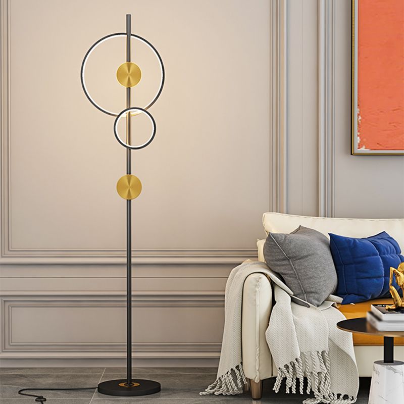 Arisha Modern Ring Design Floor Lamp, Black&Gold