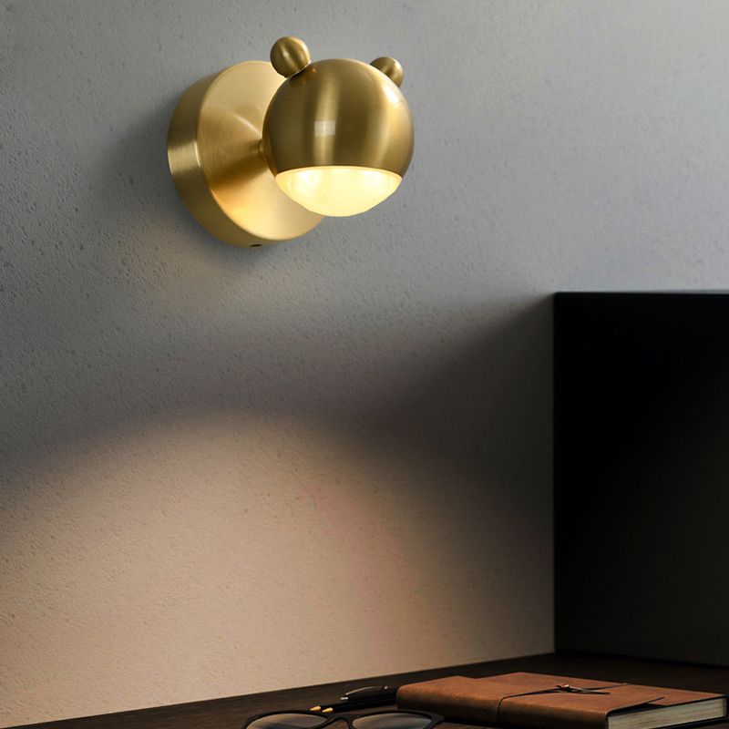 Leigh Modern Animal Globe Metal Vanity Wall Light, Gold, Bedroom