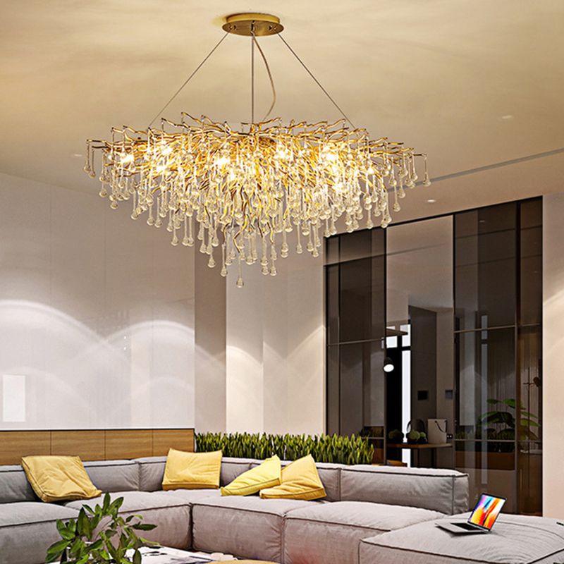 Colon Pendant Light Tassel Luxury, Metal/Crystal, Gold, Bedroom