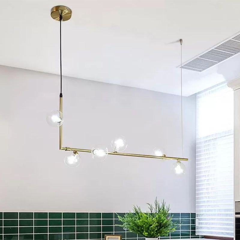 Valentina Minimalist Linear Pendant Light, Black & Gold, 6/8 Heads