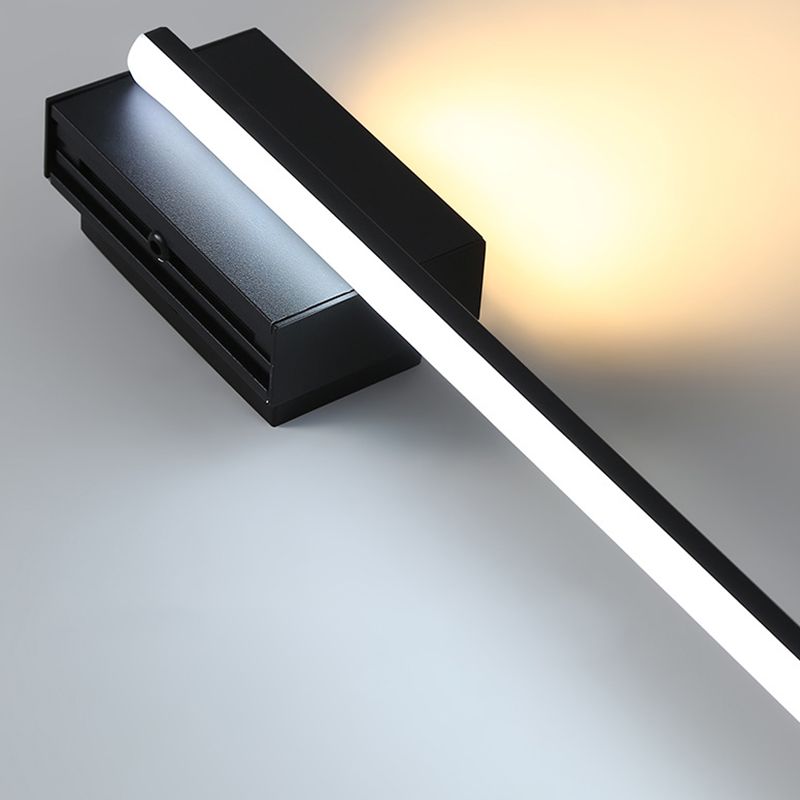 Edge Minimalist Linear Metal Vanity Wall Light, Black,  Bathroom