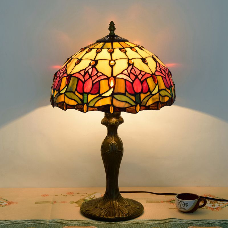 Alessio Mid Century Dome Shade Glass Table Lamp, Multicolor