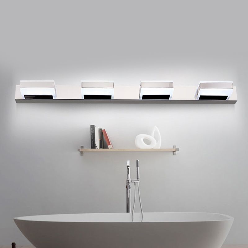 Leigh Modern Square  Acrylic Mirror Front Vanity Wall Lamp , Chrome