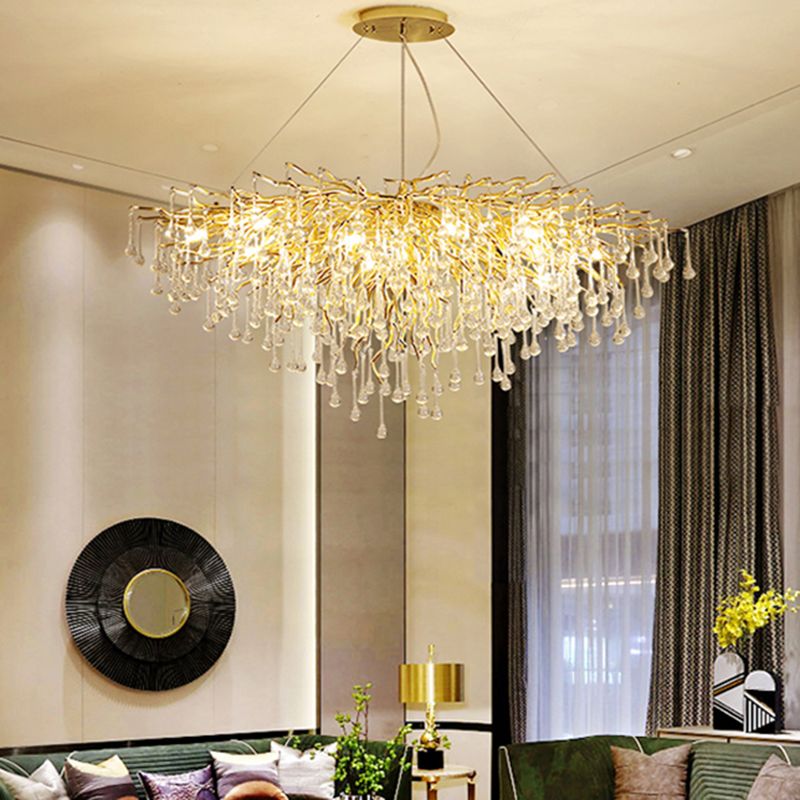 Colon Pendant Light Tassel Luxury, Metal/Crystal, Gold, Bedroom