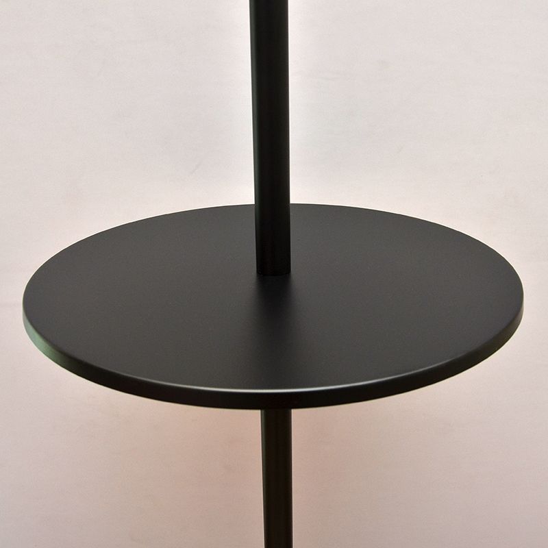 Alessio Retro Lantern Metal Glass Floor Lamp /w Table, Black/White