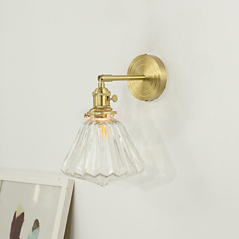 Hailie Luxury Globe/Flower Glass Vanity Wall Lamp, Gold, Bedroom