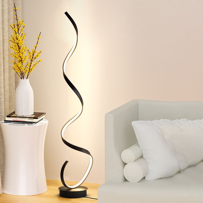 Louise Modern Steamline Minimalist linear Floor Lamp, White/Black