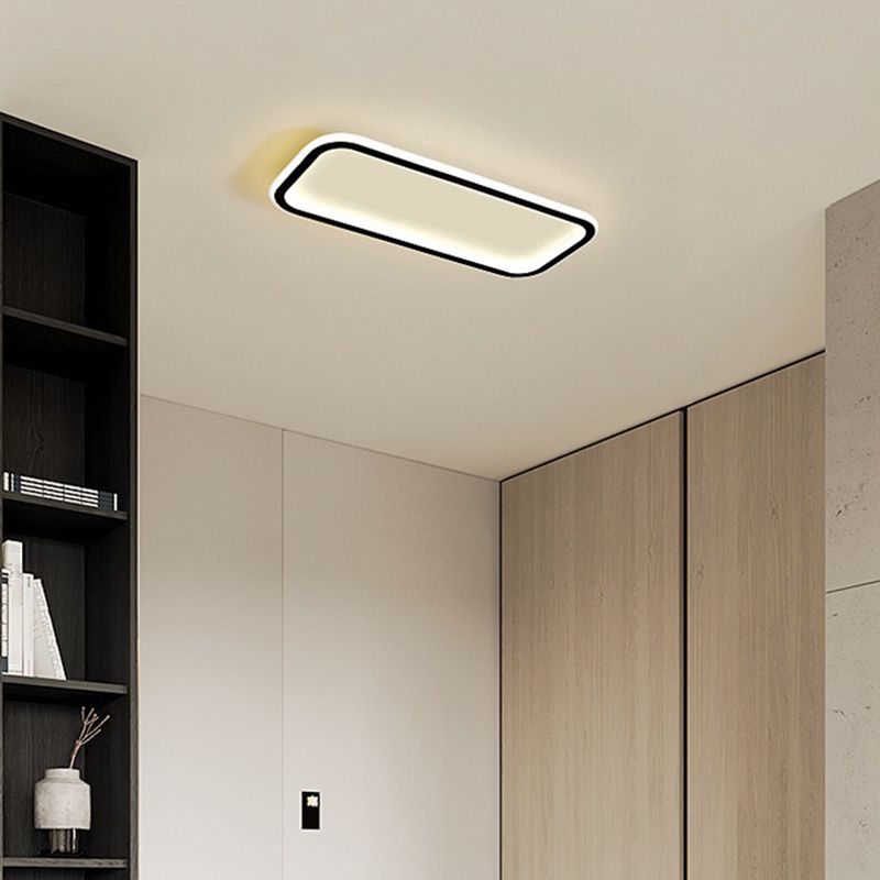 Edge Minimalist Flush Mount Black Frame Rectangular Ceiling Light