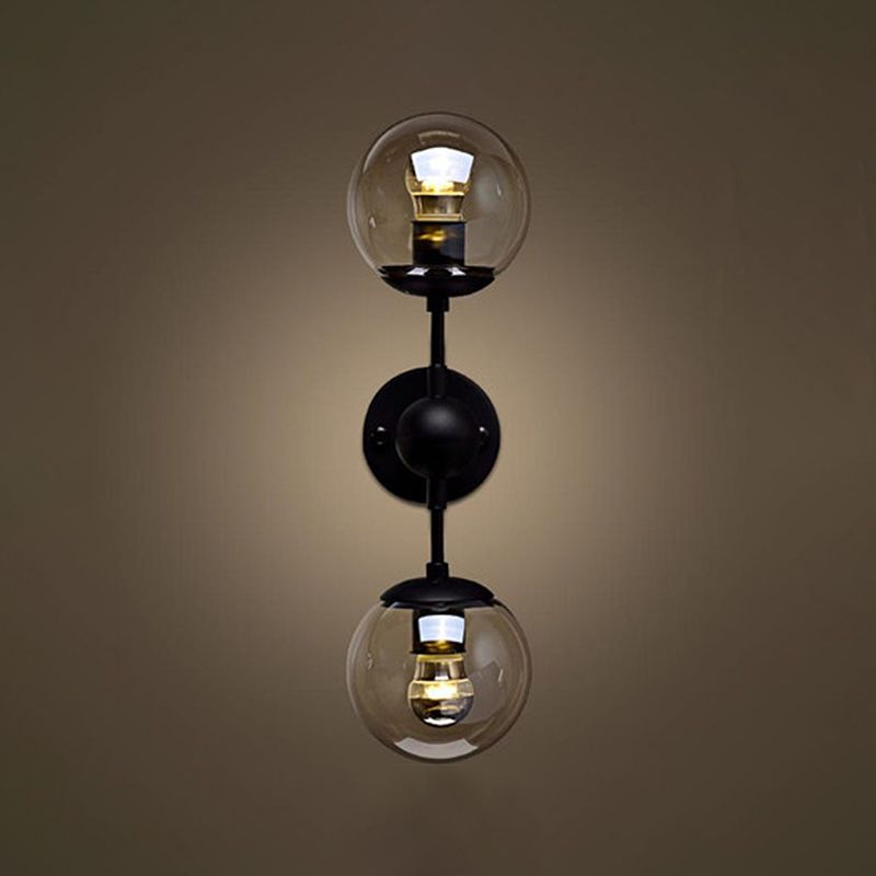 Valentina Globe Glass Vanity Wall Light, Black/Gold, Bedroom