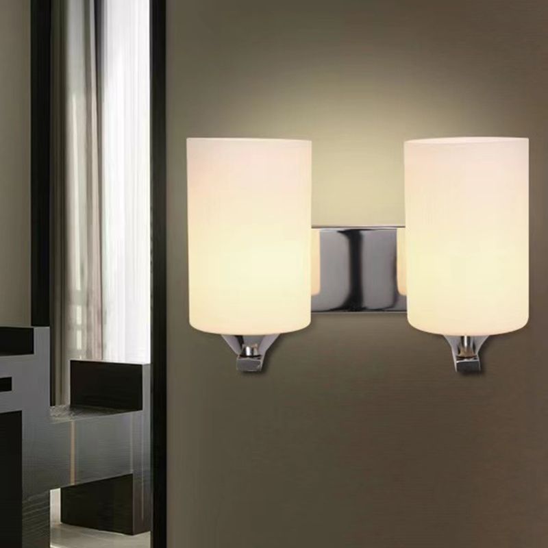 Eryn Modern Cylinder Metal Vanity Wall Lamp, Black/Chrome