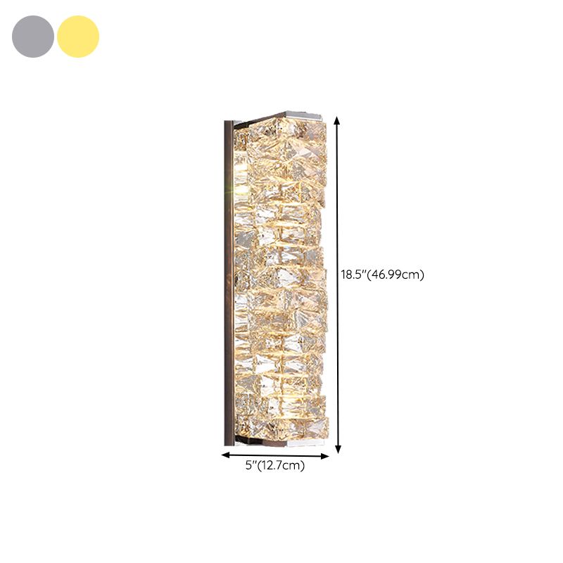 Kristy Modern Rectangular Vanity Metal Crystal LED Wall Lamp