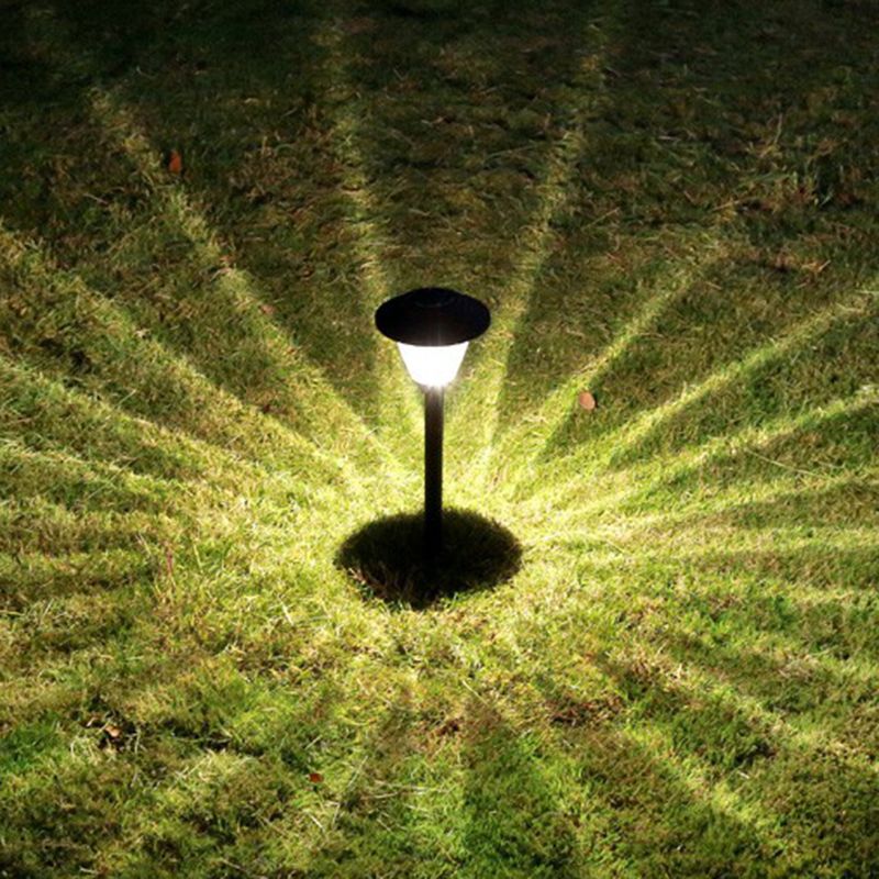 Pena Modern Metal Cap-Shaped Solar Outdoor Bollard Light, Black/Silver