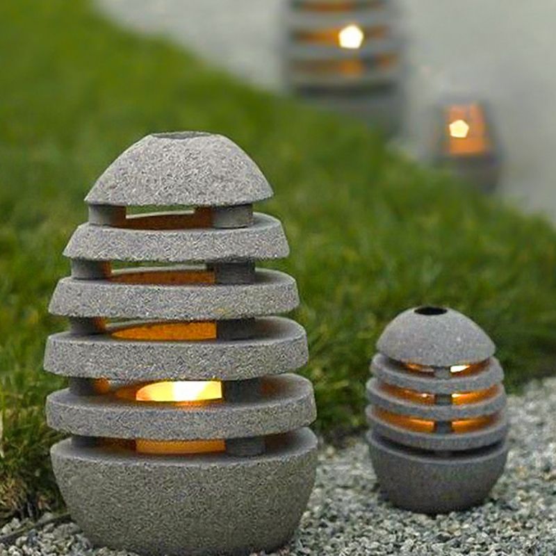 Pena Modern Stone Outdoor Light, Metal&Resin, Black