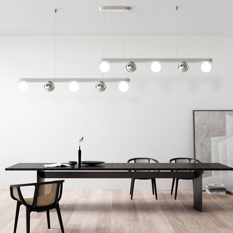 Valentina Pendant Light Multi Globe Modern, Metal/Acrylic, Silver, Dining Room