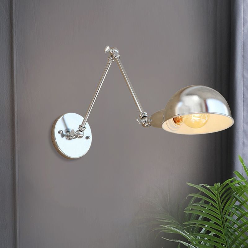 Brady Wall Lamp Dome Minimalist, Adjustable Metal, Silver, Bedroom