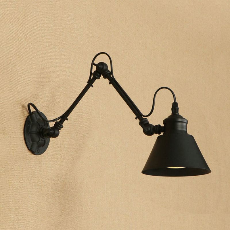 Brady Wall Lamp Conic Modern, Metal Adjustable, Black, Living Room