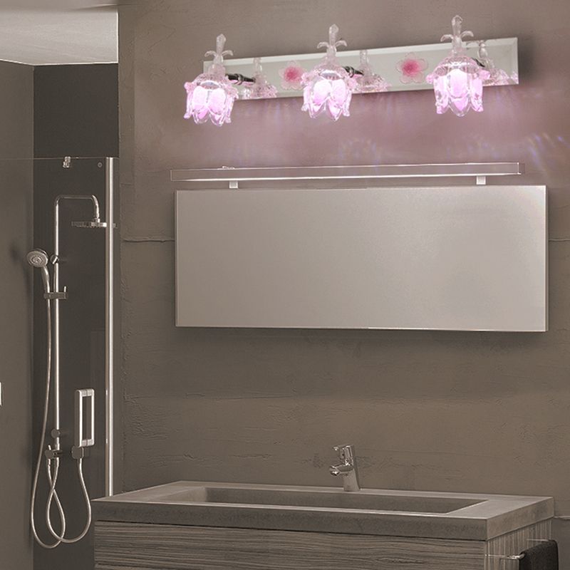 Félicie Modern Flower Vanity Wall Lamp, Pink, Bathroom