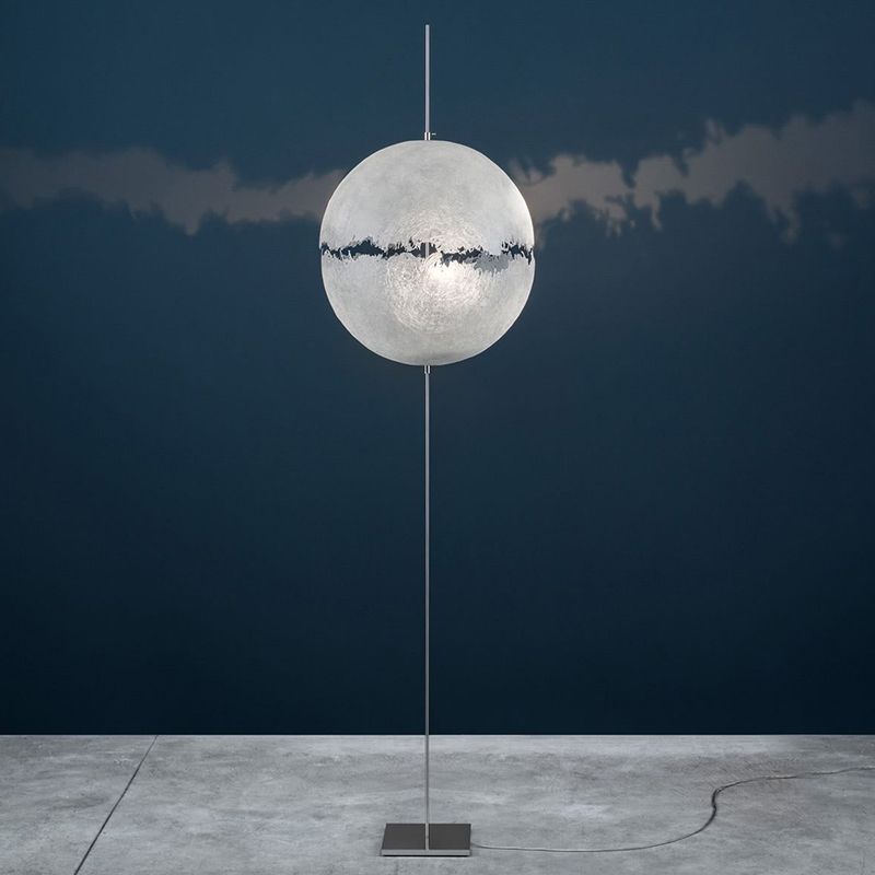 Elif Modern Moon Globe Metal Resinn Floor Lamp, Gold/Silver