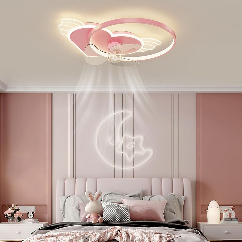 Minori Pink Heart Ceiling Fan with Light, L 22"