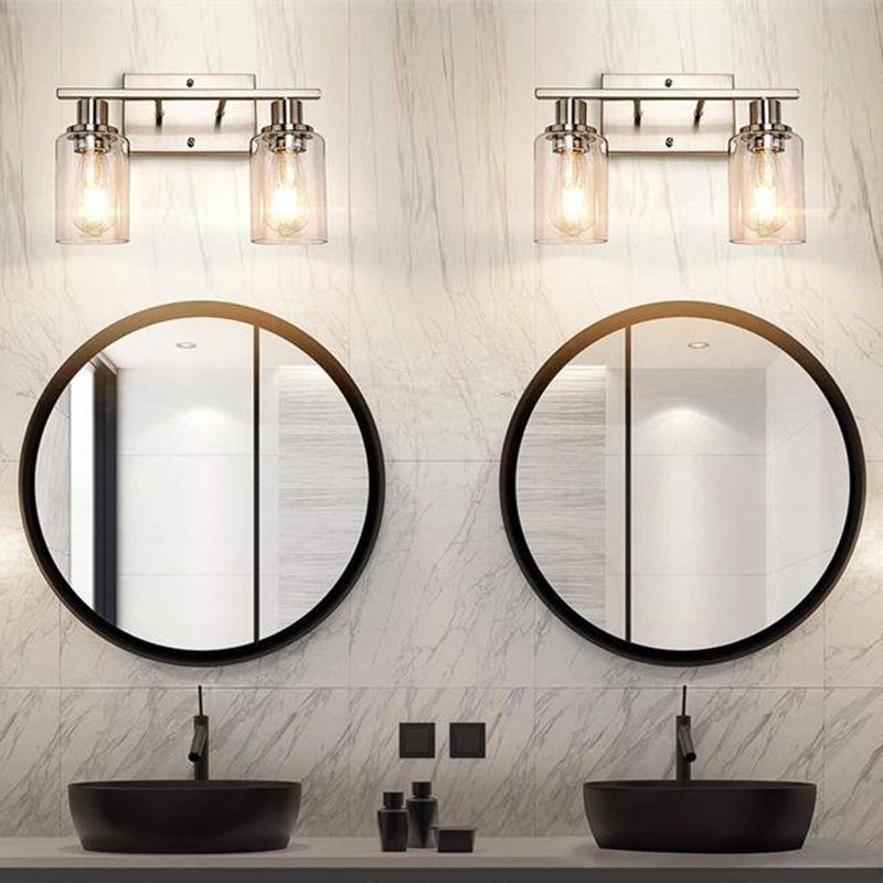 Alessio Modern Mirror Front Black Vanity Wall Lamp, Metal/Glass