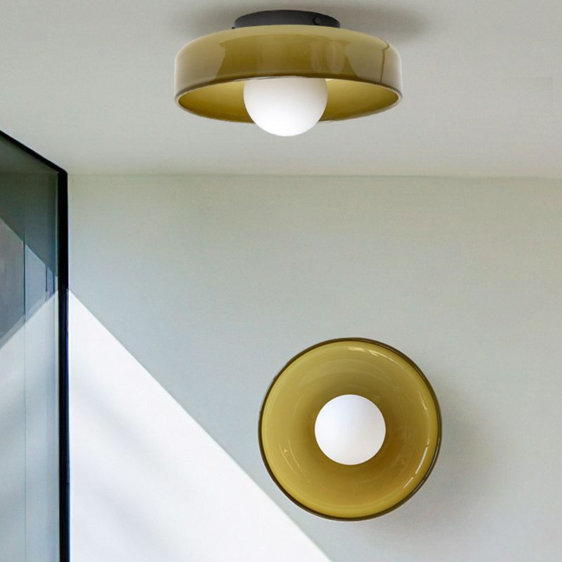 Morandi Modern Glass/Metal Flush Mount Ceiling Light, 3 Colors