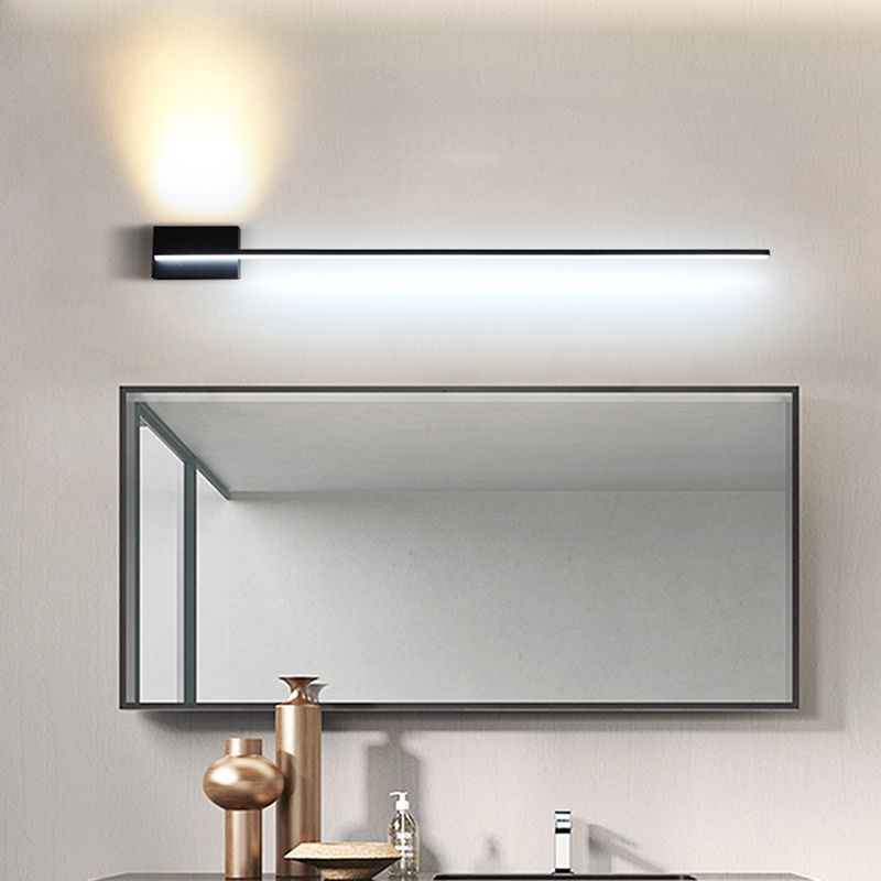 Edge Minimalist Linear Metal Vanity Wall Light, Black,  Bathroom