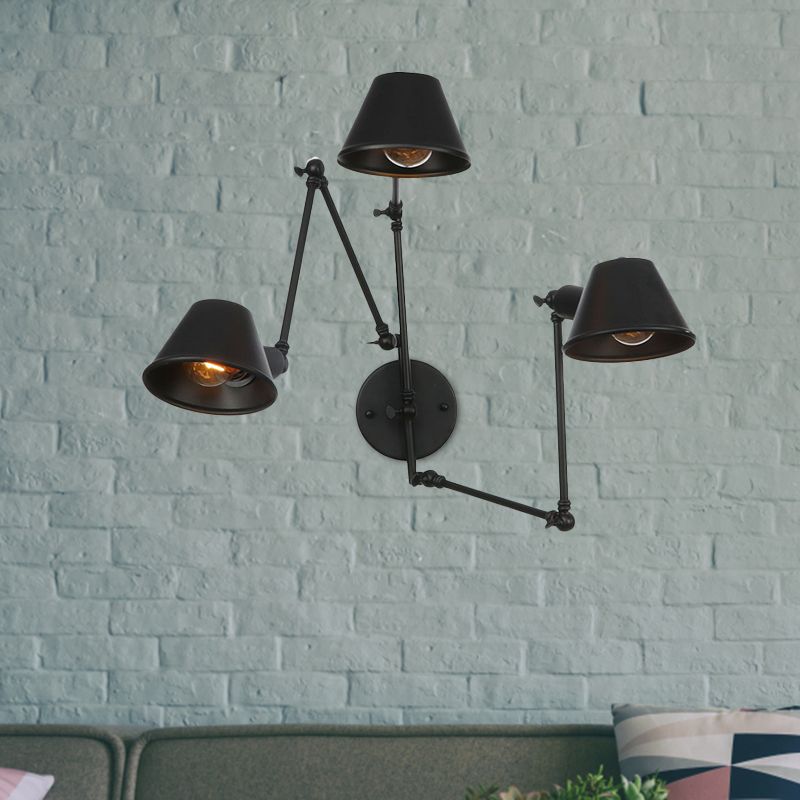 Brady Vintage Adjustable Metal Wall Lamp, Black/Rust, Bedroom