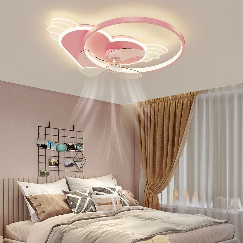 Minori Pink Heart Ceiling Fan with Light, L 22"