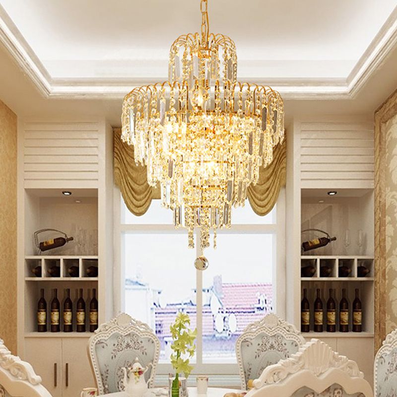 Marilyn Luxury 5 Layers Tassel Crystal Gold Chandelier