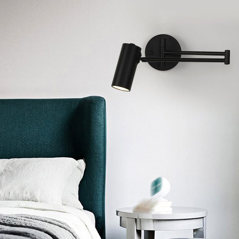 Brady Wall Lamp Cylindrical Adjustable Lamp Pole Metal Black, Living Room