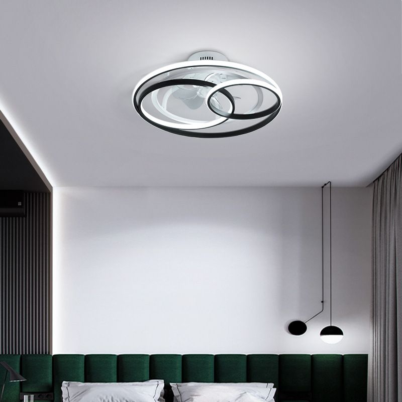 Arisha 4-Rings Ceiling Fan with Light, DIA 21.6"/23.6"